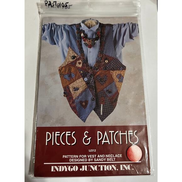 NEW Indygo Junction-Pieces and Patches Pattern Vest or Necklace Pattern - Picture 1 of 2